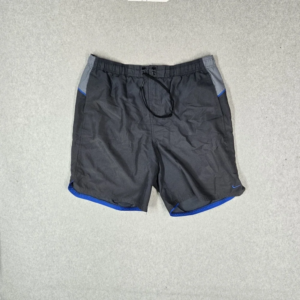 Nike Men Swimwear L Gray Swim Trunks Shorts Swoosh Logo Drawstring 8